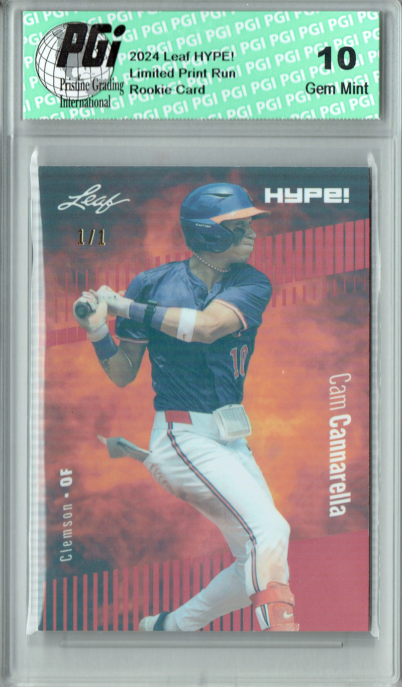 Cam Cannarella 2024 Leaf HYPE! #158 Orange Shimmer 1/1 Rookie Card PGI 10