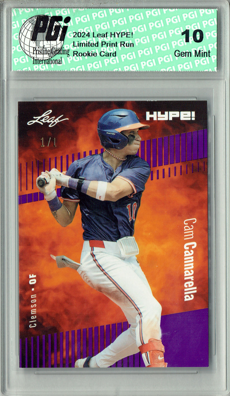 Cam Cannarella 2024 Leaf HYPE! #158 Purple Blank Back 1/1 Rookie Card PGI 10