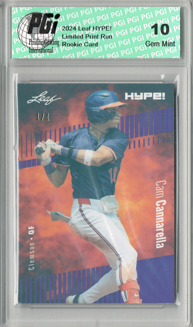 Cam Cannarella 2024 Leaf HYPE! #158 Purple Shimmer 1/1 Rookie Card PGI 10