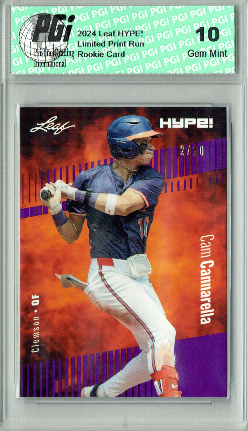 Cam Cannarella 2024 Leaf HYPE! #158 Purple SP 10 Made Rookie Card PGI 10