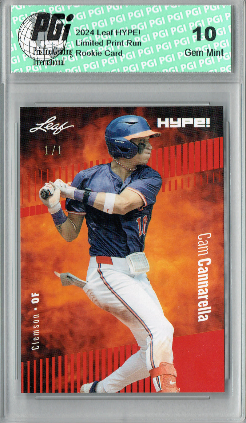 Cam Cannarella 2024 Leaf HYPE! #158 Red Blank Back 1/1 Rookie Card PGI 10
