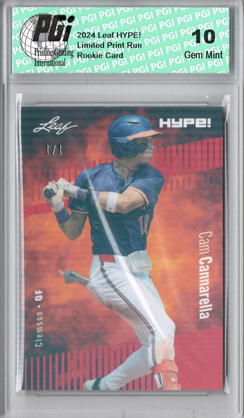 Cam Cannarella 2024 Leaf HYPE! #158 Red Shimmer 1/1 Rookie Card PGI 10