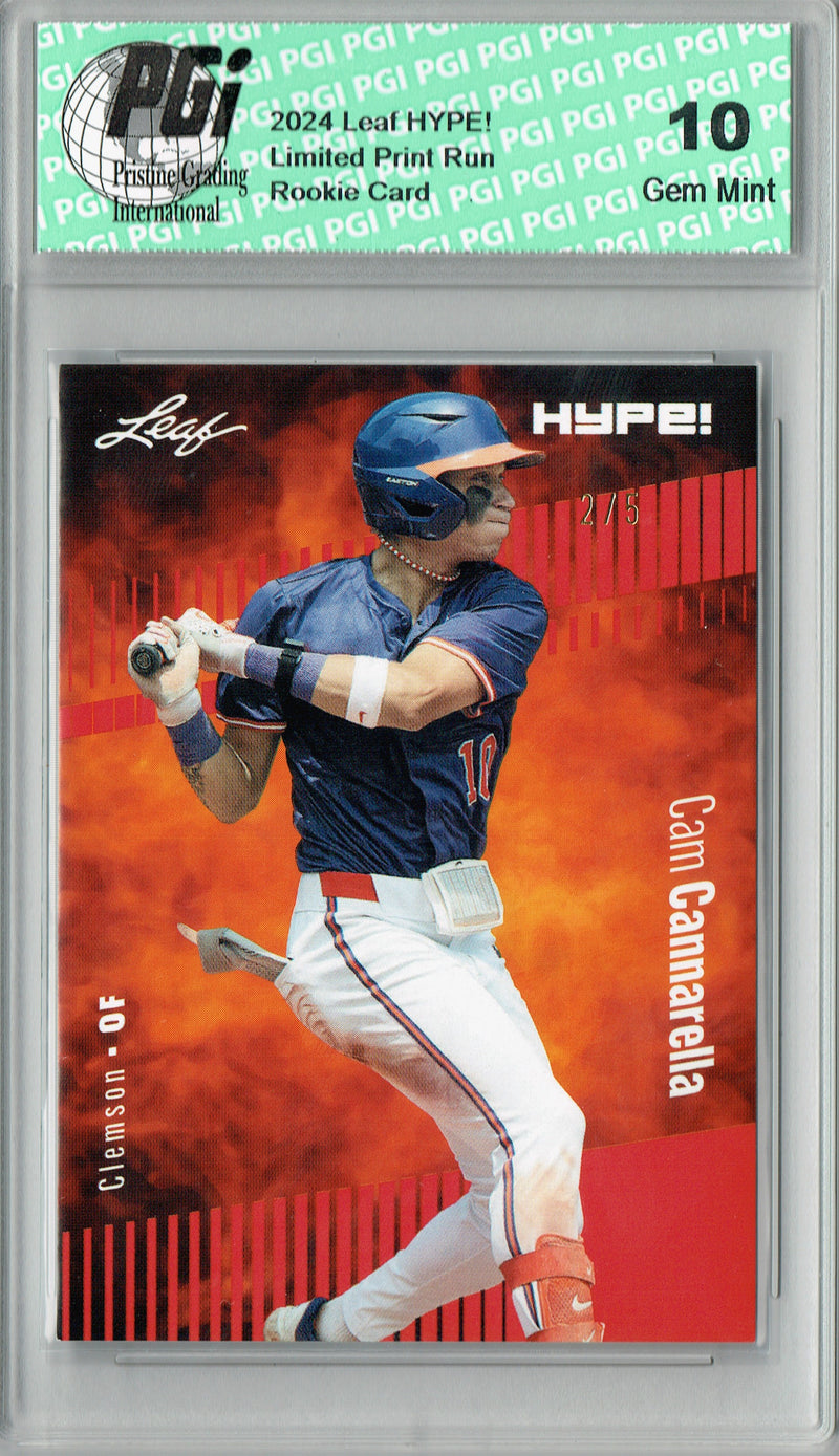 Cam Cannarella 2024 Leaf HYPE! #158 Red SP 5 Made Rookie Card PGI 10
