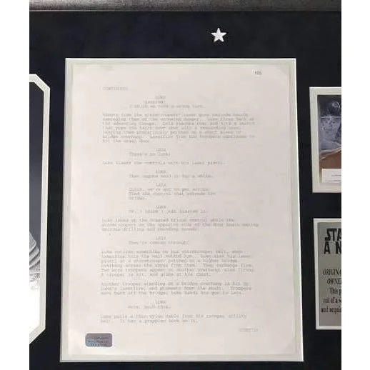 Carrie Fisher Personally Owned Original Star Wars New Hope Script Page Framed #D/100 - Estate COA