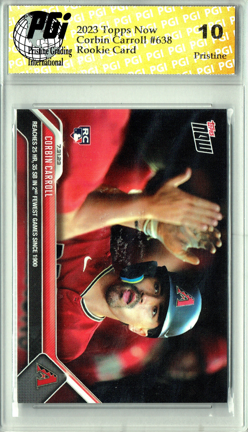 Corbin Carroll 2023 Topps Now #638 PRISTINE Diamondbacks Rookie Card PGI 10