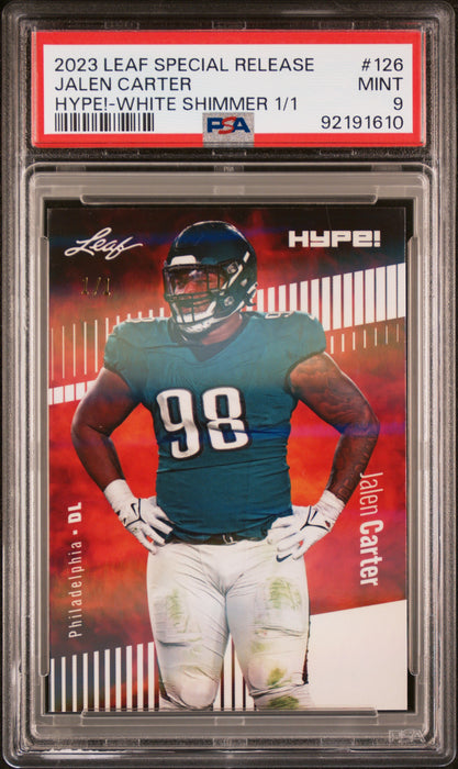 PSA 9 Jalen Carter 2023 Leaf Hype! #126 White Shimmer 1/1 Rookie Card