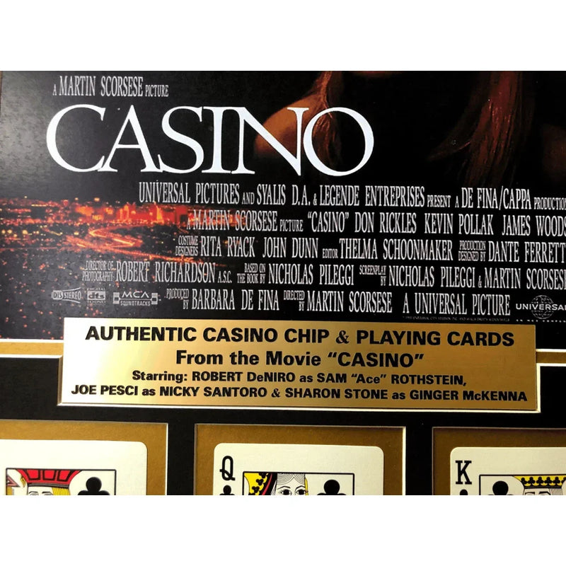 "Casino" Movie Collage W/ Tangiers Playing Cards & Poker Chip Framed Photo