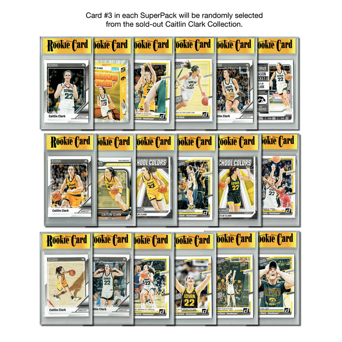 Certified Mint+ Caitlin Clark WNBA/NCAA 3-Card Then & Now Rookie Superpack Indiana Fever & Iowa Hawkeyes