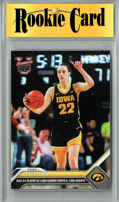 Certified Mint+ Caitlin Clark Bowman University Now Rookie Card 3pack #41 #48 #49 2023-24 Iowa Hawkeyes
