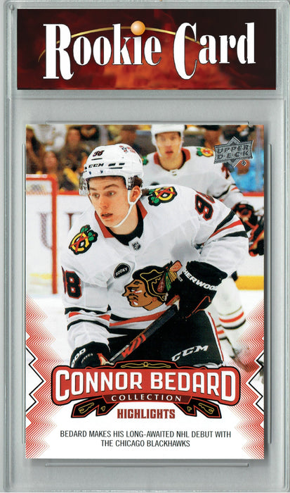 Certified Mint+ 2023 Upper Deck Connor Bedard Collection #10 Makes NHL Debut Rookie Card Chicago Blackhawks