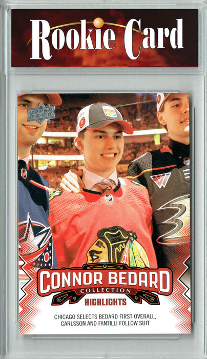 Certified Mint+ 2023 Upper Deck Connor Bedard Collection #7 Drafted 1st Overall Rookie Card Chicago Blackhawks
