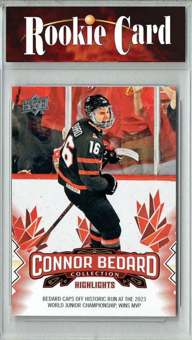 Certified Mint+ 2023 Upper Deck Connor Bedard Collection #3 Historic Run MVP Rookie Card Chicago Blackhawks