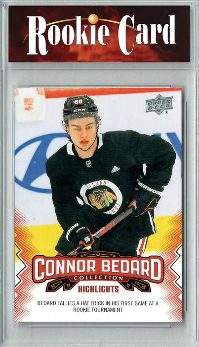 Certified Mint+ 2023 Upper Deck Connor Bedard Collection #8 Hat Trick Rookie Card Chicago Blackhawks