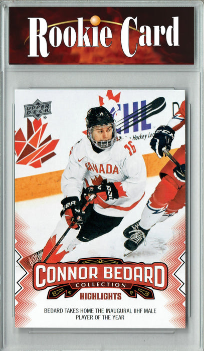 Certified Mint+ 2023 Upper Deck Connor Bedard Collection #4 Player of the Year Rookie Card Chicago Blackhawks