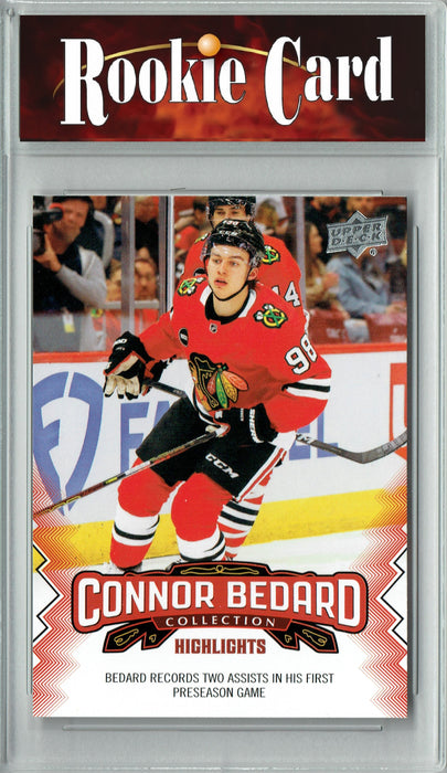 Certified Mint+ 2023 Upper Deck Connor Bedard Collection #9 Records 4 Assists Rookie Card Chicago Blackhawks