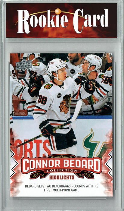Certified Mint+ 2023 Upper Deck Connor Bedard Collection #20 1st Multi Pt Game Rookie Card Chicago Blackhawks