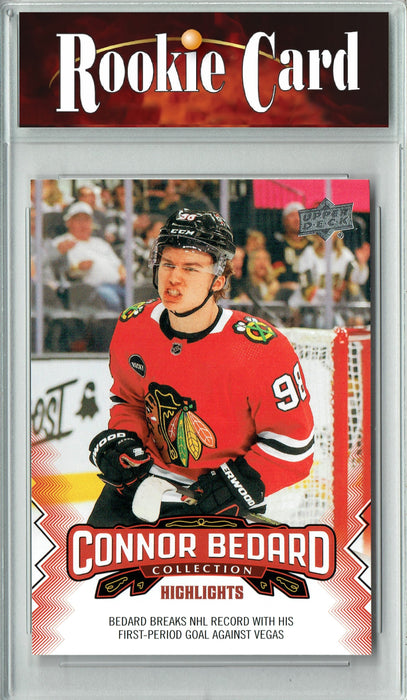 Certified Mint+ 2023 Upper Deck Connor Bedard Collection #16 Breaks NHL Record Rookie Card Chicago Blackhawks