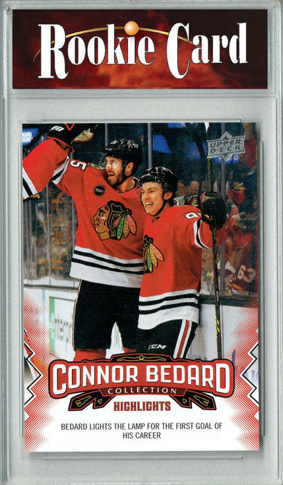 Certified Mint+ 2023 Upper Deck Connor Bedard Collection #12 1st Career Goal Rookie Card Chicago Blackhawks