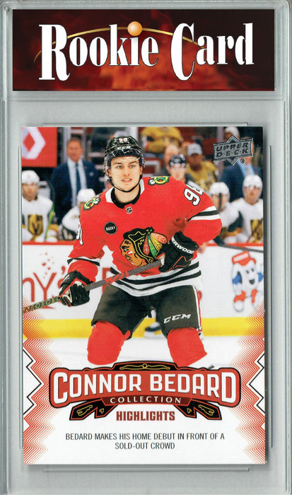 Certified Mint+ 2023 Upper Deck Connor Bedard Collection #14 Makes Home Debut Rookie Card Chicago Blackhawks