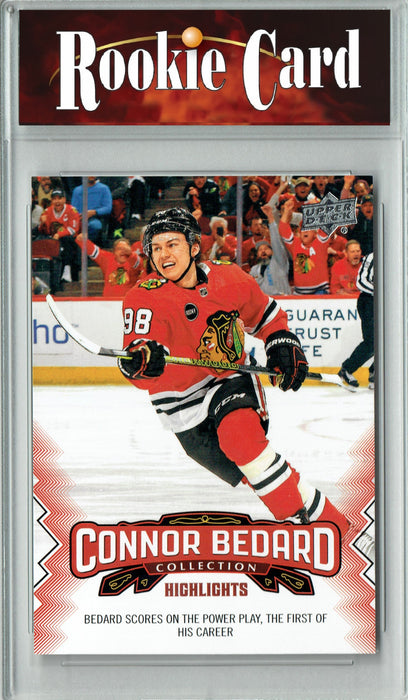 Certified Mint+ 2023 Upper Deck Connor Bedard Collection #15 Scores Power Play Rookie Card Chicago Blackhawks
