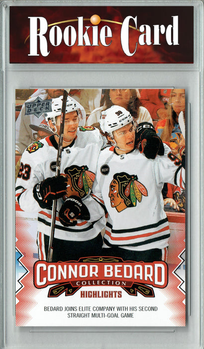 Certified Mint+ 2023 Upper Deck Connor Bedard Collection #24 2nd Multi-Goal Game Rookie Card Chicago Blackhawks