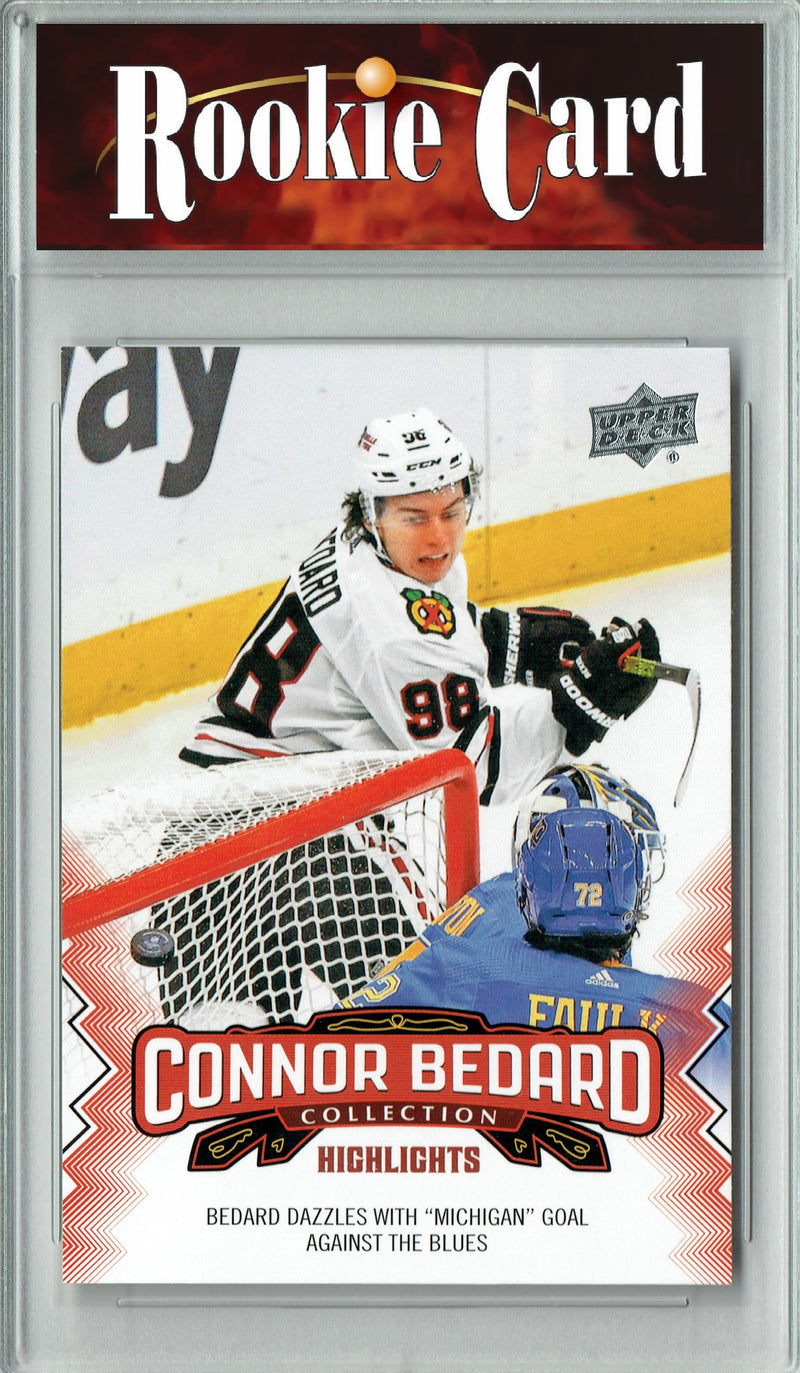 Certified Mint+ 2023 Upper Deck Connor Bedard Collection #25 Michigan Goal Rookie Card Chicago Blackhawks