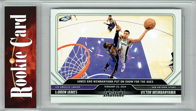 Certified Mint+ Victor Wembanyama 2023 Panini Instant #371 w Lebron James Rookie Card San Antonio Spurs