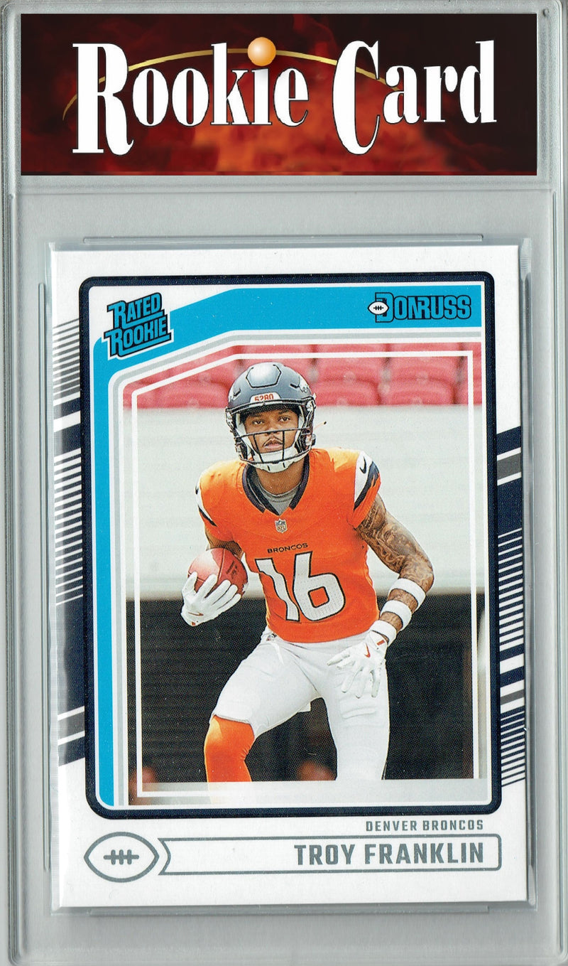 Certified Mint+ Troy Franklin 2024 Donruss #338 Football Rookie Card Denver Broncos