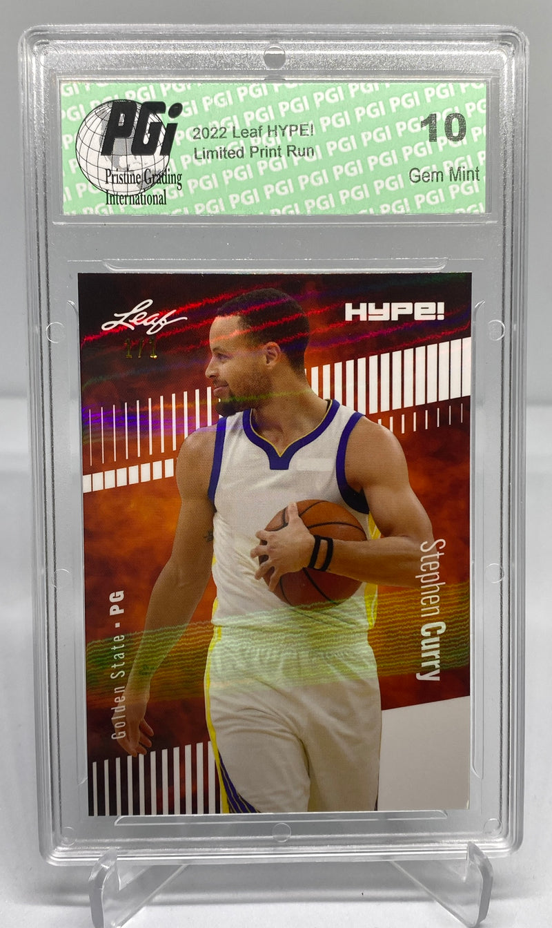 Stephen Steph Curry 2022 Leaf HYPE! #92 White Shimmer 1 of 1 Trading Card PGI 10
