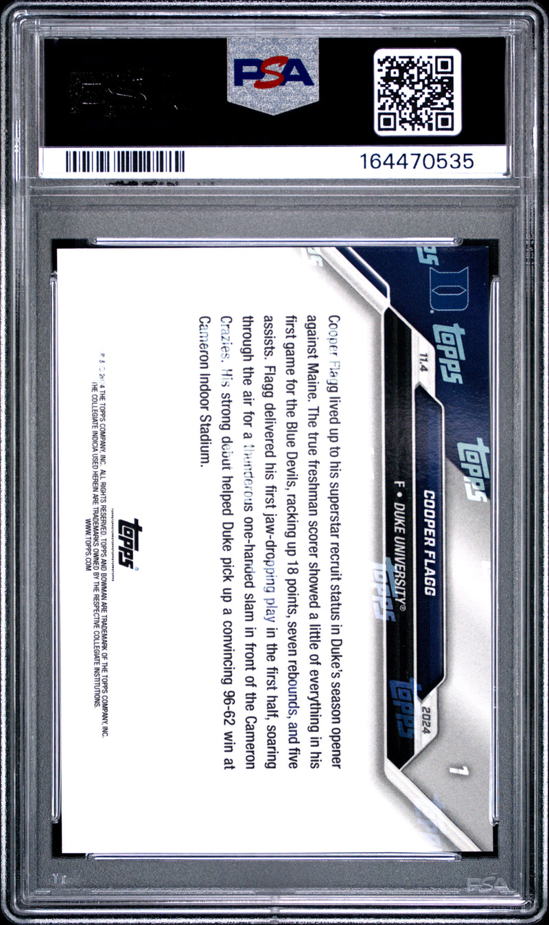 Cooper Flagg Rookie Card 2024 Bowman University Now #1 Superstar Debut, PSA 9, Duke 0