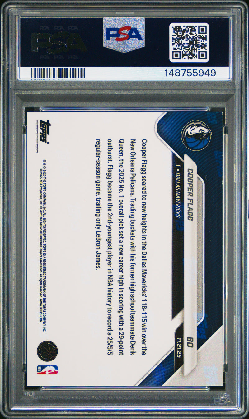 PSA 9 Cooper Flagg 2025 Topps Now #60 Gold Foil #31/50 Rookie Card Dallas Mavericks