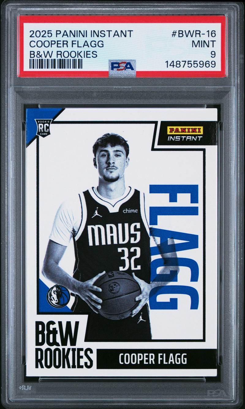 PSA 9 Cooper Flagg 2025 Panini Instant Black & White #BWR-16 Only 256 Made Rookie Card Dallas Mavericks
