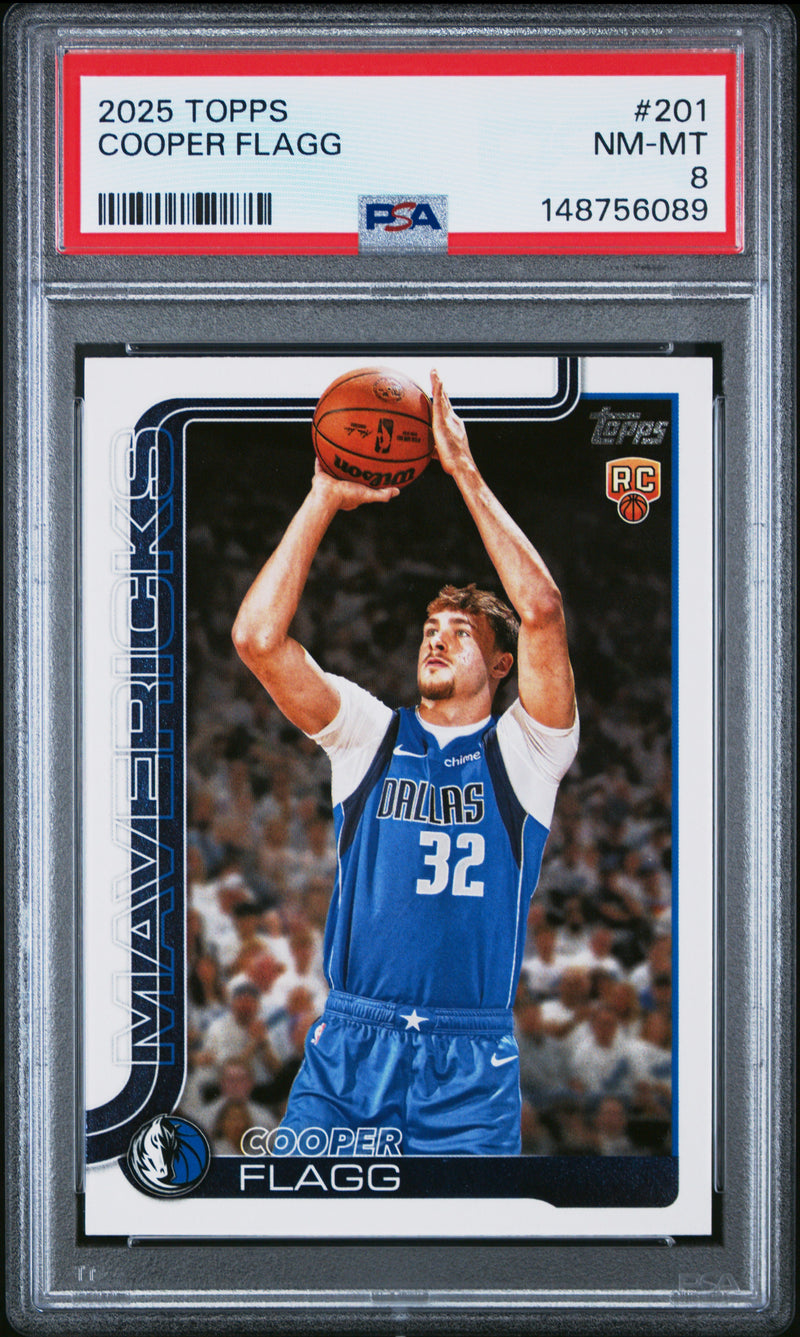 PSA 8 Cooper Flagg 2025 Topps #201 Rookie Card Dallas Mavericks