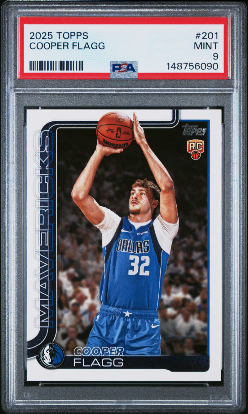 PSA 9 Cooper Flagg 2025 Topps #201 Rookie Card Dallas Mavericks