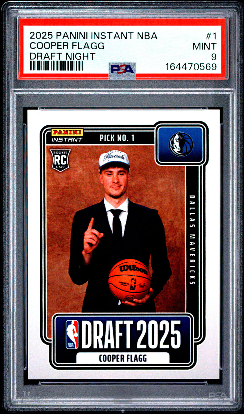 Cooper Flagg Rookie Card 2025 Panini Instant #1 Draft Night, PSA 9, Dallas Mavericks Basketball