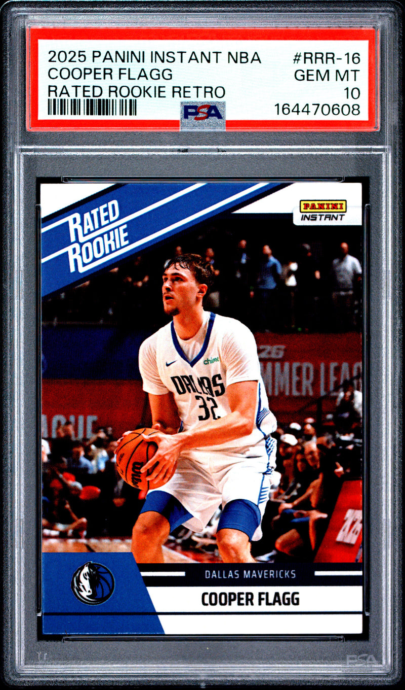 Cooper Flagg Rookie Card 2025 Panini Instant #RRR-16 Rated Rookie Retro, PSA 10, Dallas Mavericks Basketball