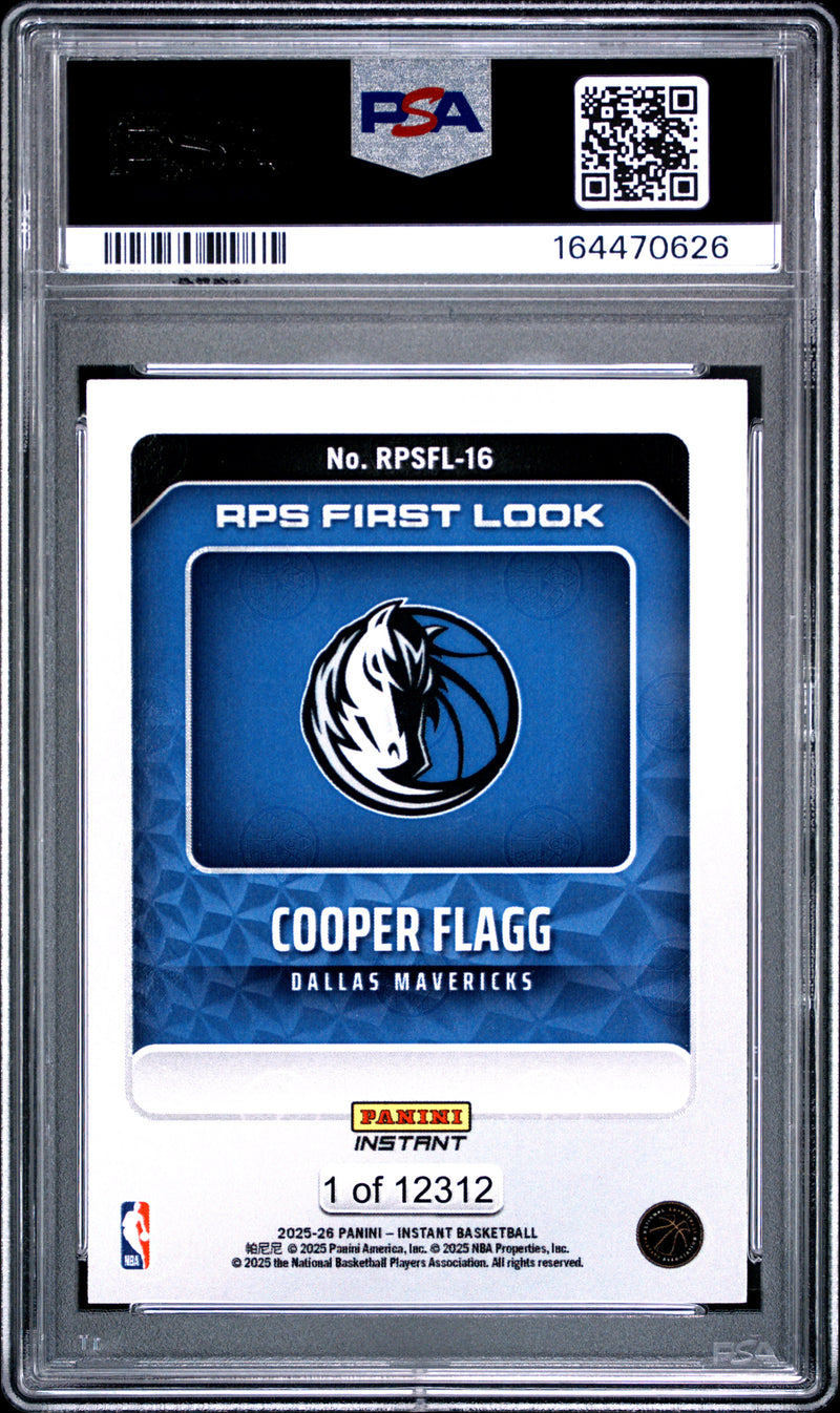 Cooper Flagg Rookie Card 2025 Panini Instant #RPSFL-16 RPS First Look, PSA 9, Dallas Mavericks Basketball