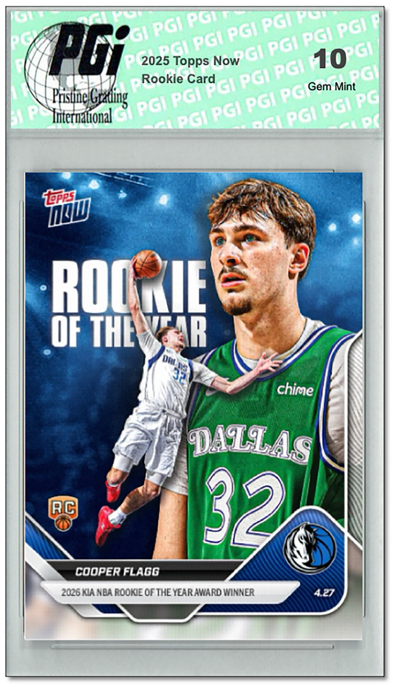 Cooper Flagg 2025 Topps Now #ROTY Rookie of the Year Rookie Card Dallas Mavericks PGI 10