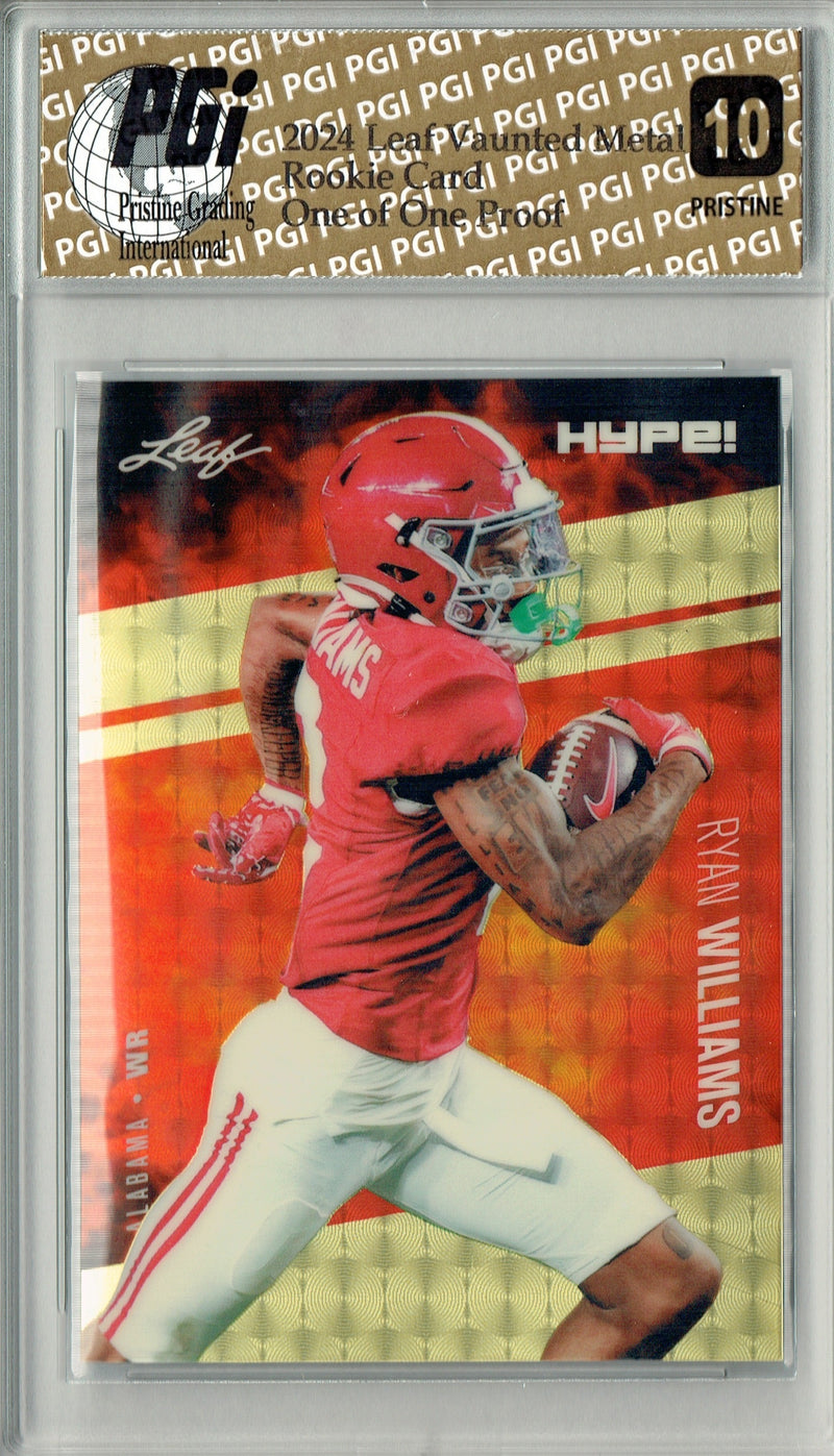 Ryan Williams Rookie Card Alabama PGI 10 Gem Mint Football Trading Card 2024 Leaf HYPE! Metal #HM-15 Gold Superfractor Proof 1 of 1