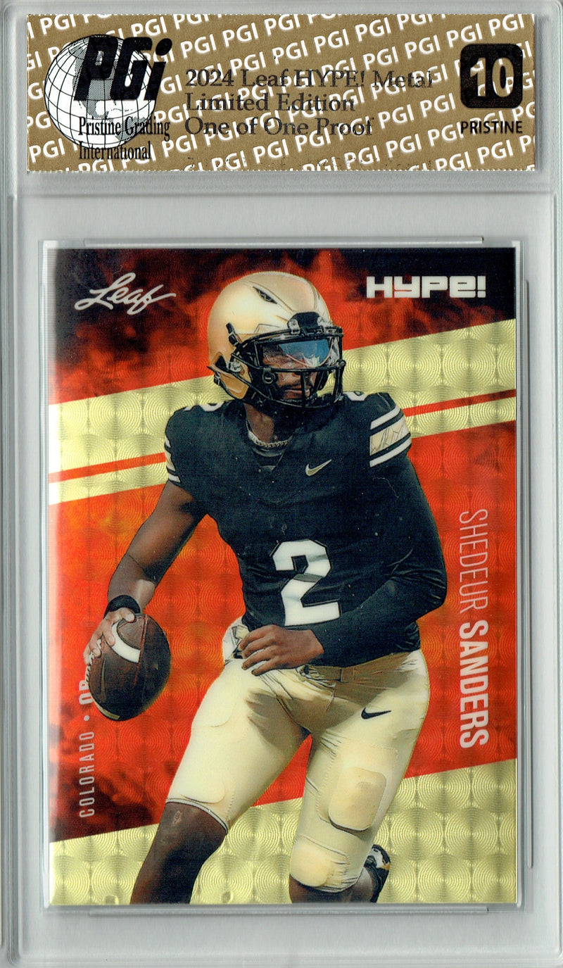 Shedeur Sanders Rookie Card Cleveland PGI 10 Gem Mint Football Trading Card 2024 Leaf HYPE! Metal #HM-16 Gold Superfractor Proof 1 of 1