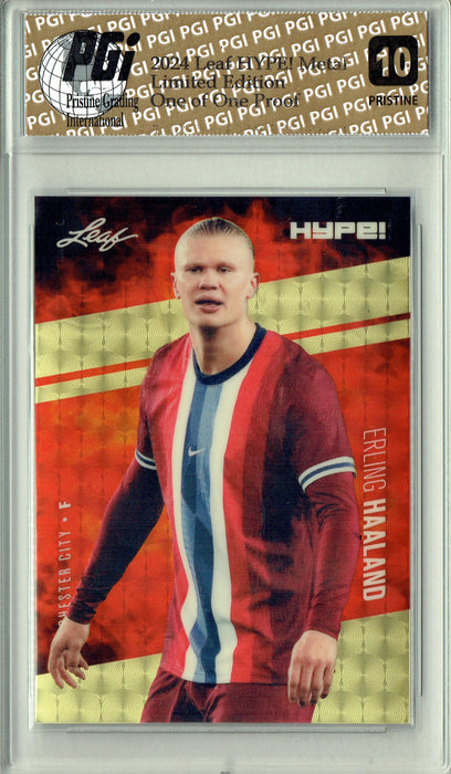 Erling Haaland 2024 Leaf HYPE! Metal #HM-05 Gold Superfractor Proof 1/1 Card PGI