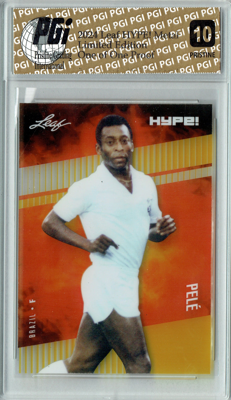 Pele 2024 Leaf Metal HYPE! #HM-14 Gold 1/1 Proof Rare Card PGI 10
