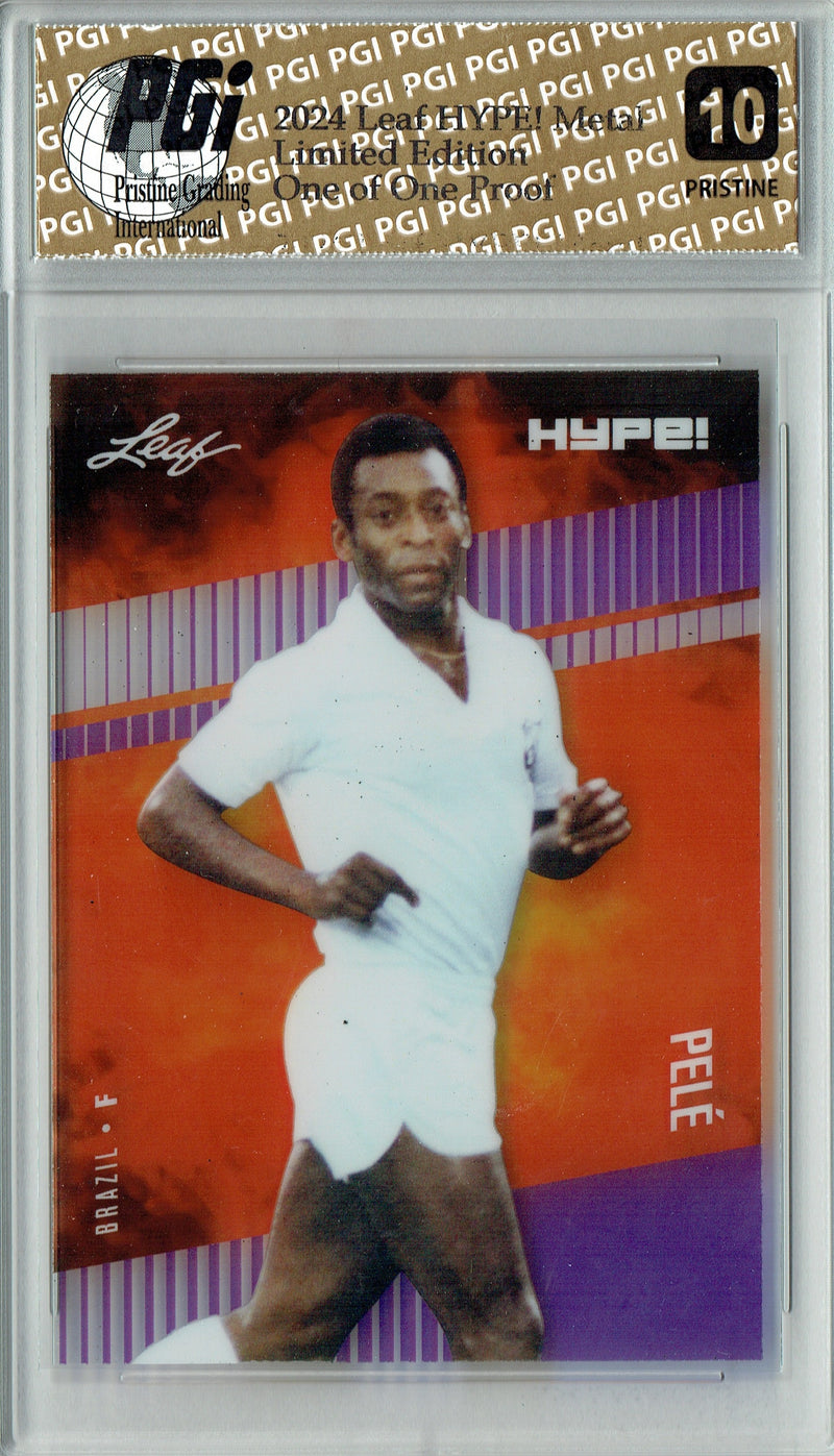 Pele 2024 Leaf Metal HYPE! #HM-14 Purple 1/1 Proof Rare Card PGI 10