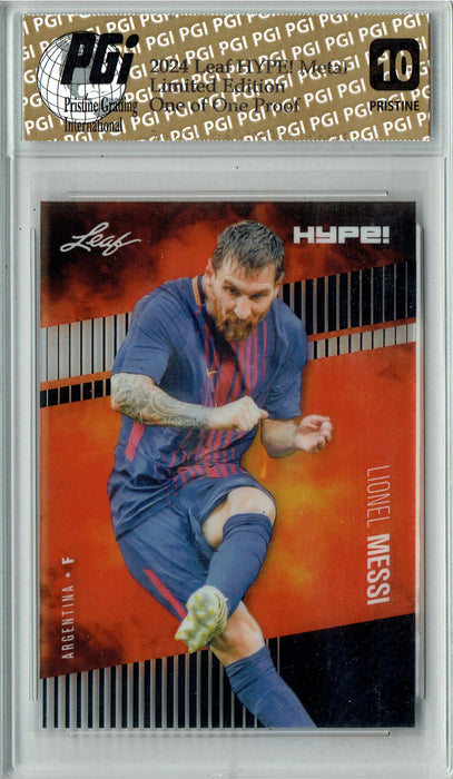 Lionel Messi 2024 Leaf Metal HYPE! #HM-11 Black 1/1 Proof Rare Card PGI 10