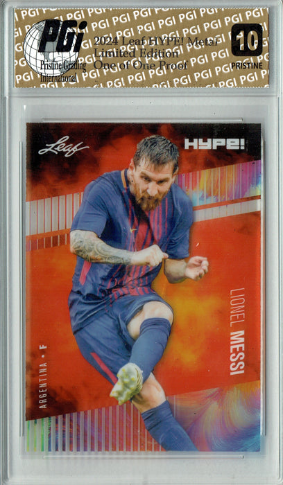 Lionel Messi 2024 Leaf Metal HYPE! #HM-11 Burst 1/1 Proof Rare Card PGI 10