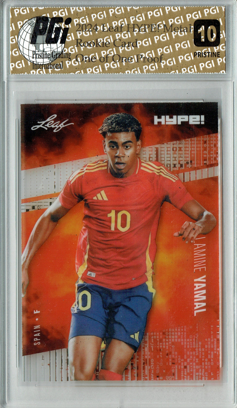 Lamine Yamal 2024 Leaf HYPE! Metal #HM-10 Matrix 1/1 Proof Rookie Card PGI 10