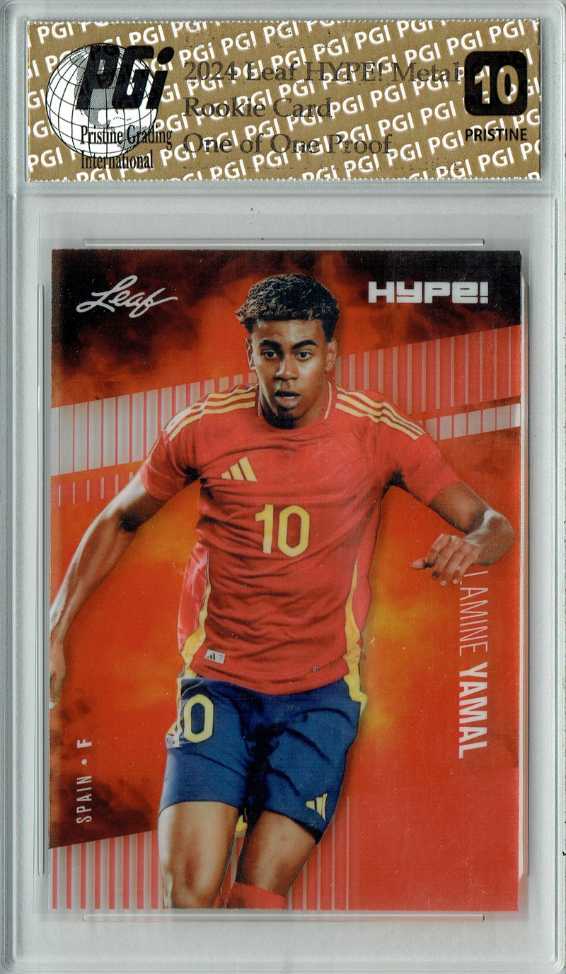 Lamine Yamal 2024 Leaf HYPE! Metal #HM-10 Red 1/1 Proof Rookie Card PGI 10