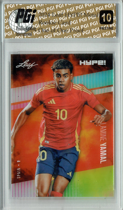 Lamine Yamal 2024 Leaf HYPE! Metal #HM-10 Neon 1/1 Proof Rookie Card PGI 10