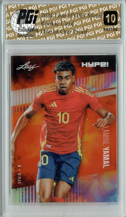 Lamine Yamal 2024 Leaf HYPE! Metal #HM-10 Burst 1/1 Proof Rookie Card PGI 10