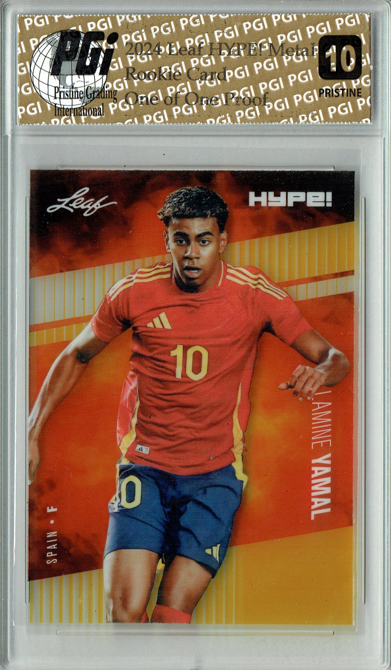 Lamine Yamal 2024 Leaf HYPE! Metal #HM-10 Gold 1/1 Proof Rookie Card PGI 10